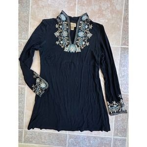 Midnight velvet Long sleeve Tunic‎ Dress printed Size L